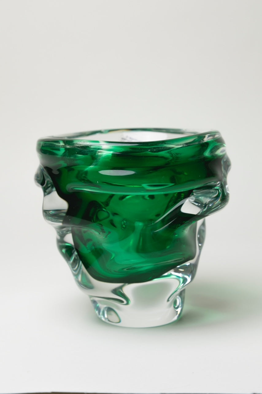 ONE OF A KIND GREEN BLOWN GLASS BOWL