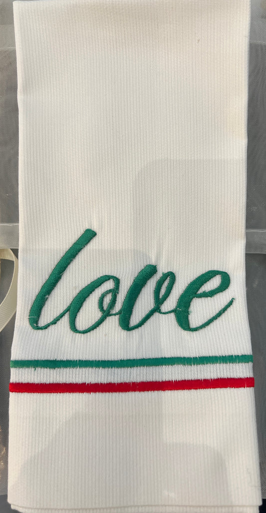 Hya “Love” Linen Towel Green