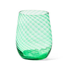 Saban Stemless Wine Glass - Twisty - Beryl Green