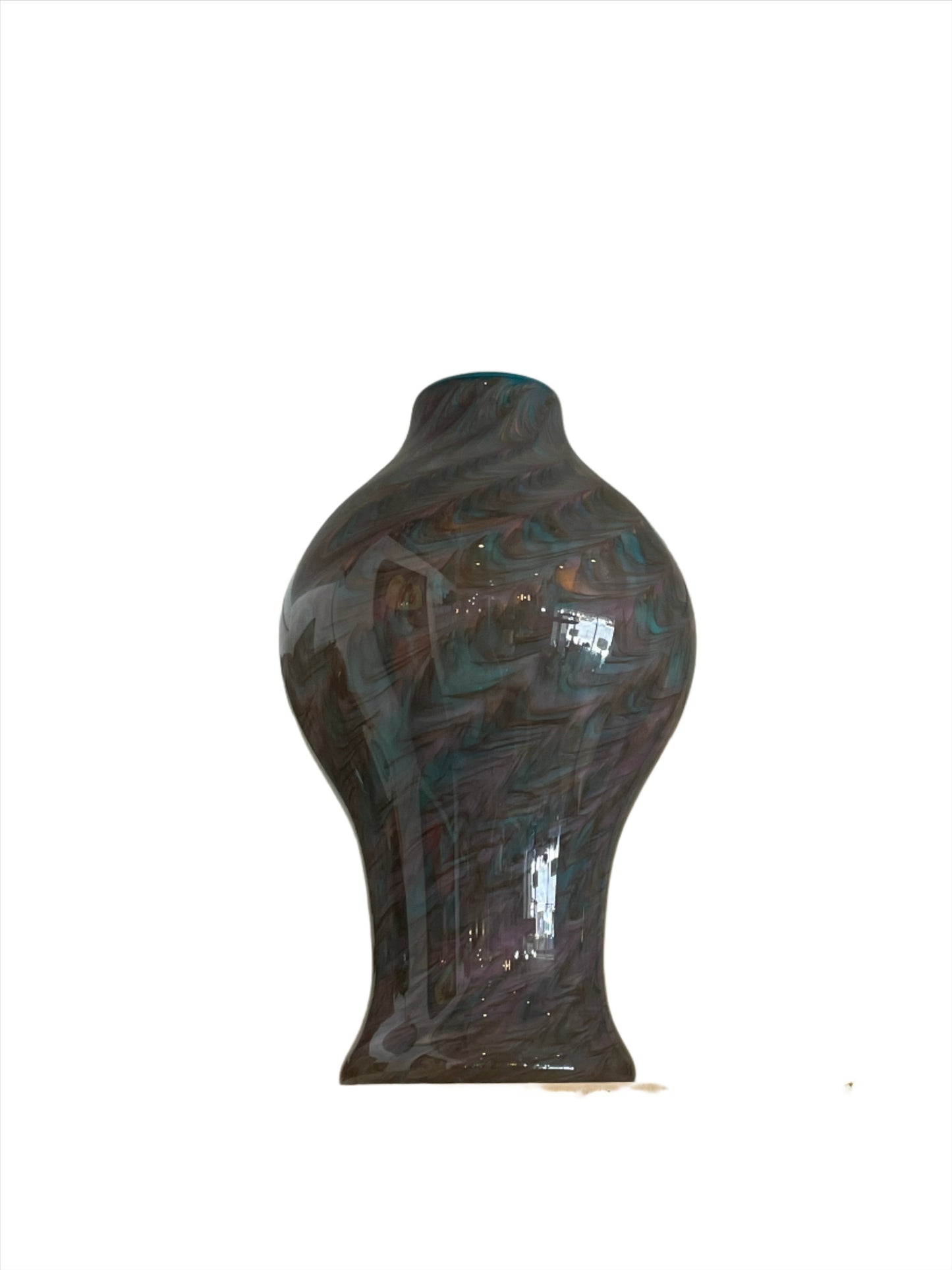Corra Large Swirl Teal/Gray Vase