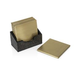 Zodax Nika Shagreen Leather Coaster Set/6