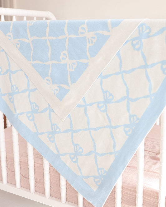 Alashan Ellis Bow Baby Blanket - Blue/White