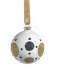 Zodax White Glass Ornament/ Black & Gold