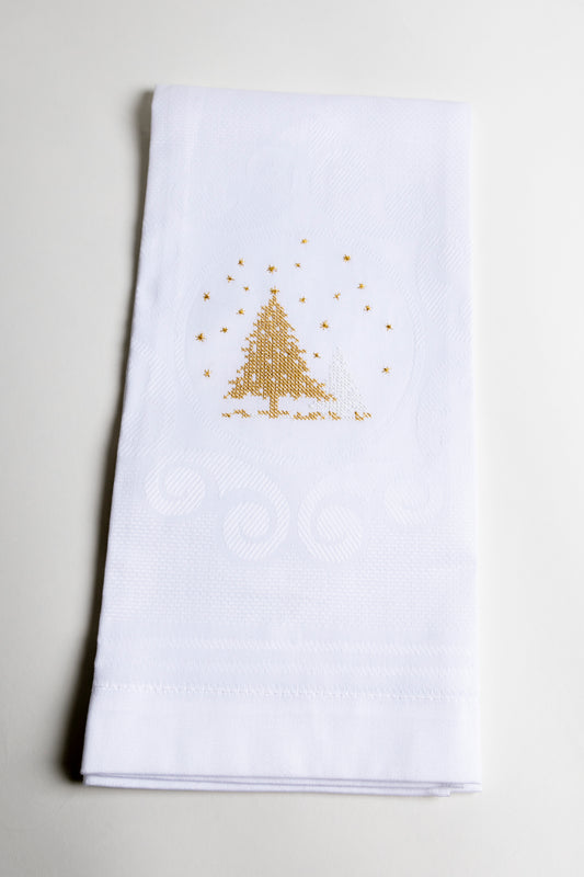 Teresa Xmas Tree Guest Towel - Gold