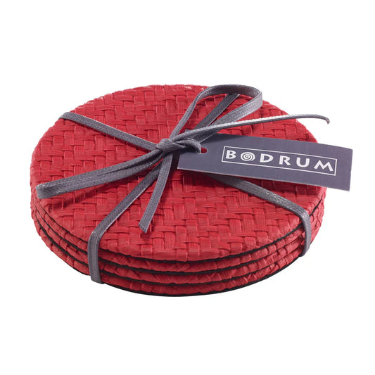 Bodrum Wicker Coaster S/4 - Tomatoe