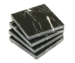 Prima Black Marble Coasters S/6