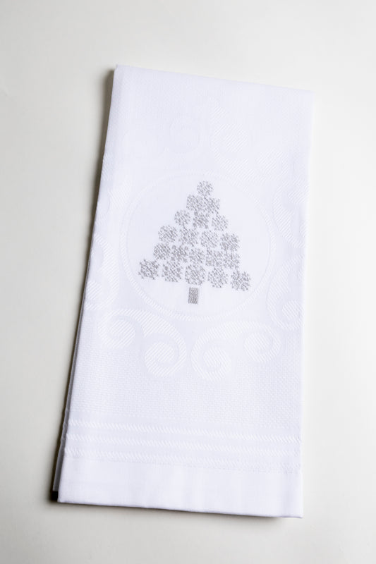 Teresa Flake Tree Guest Towel - Silver