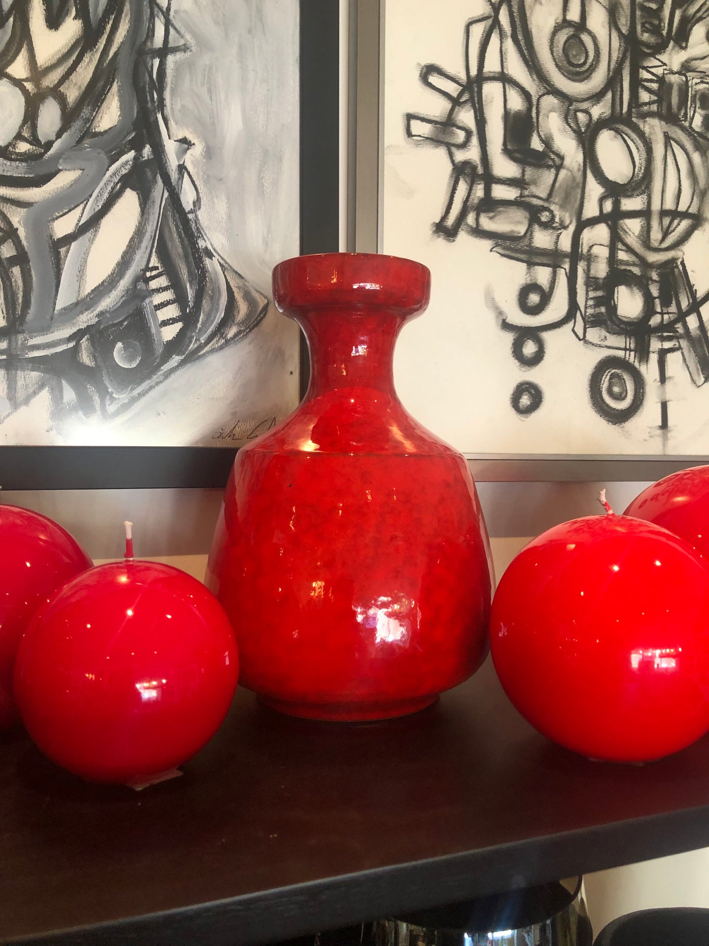 ONE OF A KIND RED CERAMIC VASE