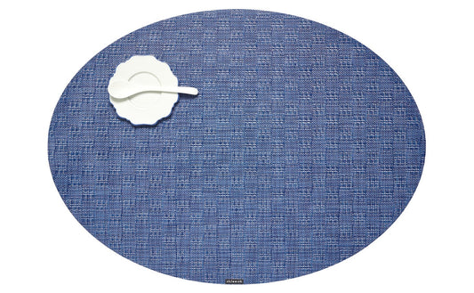 Chile Bay Weave Table Mat 14x19.25  Oval Blue Jean