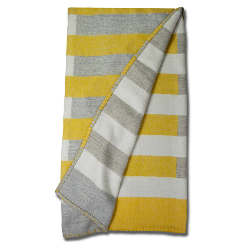 JoHoward Sonia Stripe Throw - Goldenrod/Heather Grey