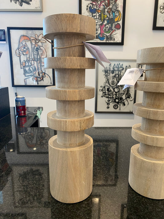 Zodax Le Salama XTall Wood Pillar Candle Holder