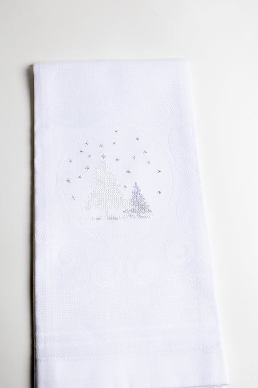 Teresa Xmas Tree Guest Towel - Silver