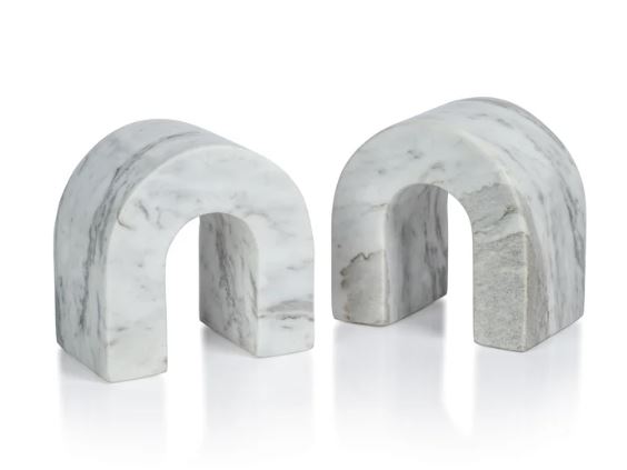 ZODAX MARQUINO MARBLE BOOKENDS SET OF 2 WHITE