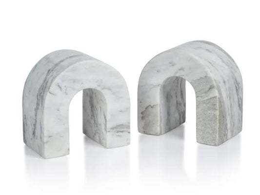 ZODAX MARQUINO MARBLE BOOKENDS SET OF 2 WHITE