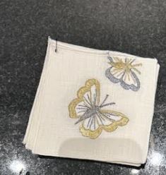 Hya Square Coaster Butterfly Gold/Silver S/4