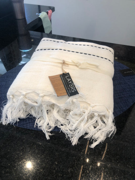 Scents & Feel Throw Stitches White/Black