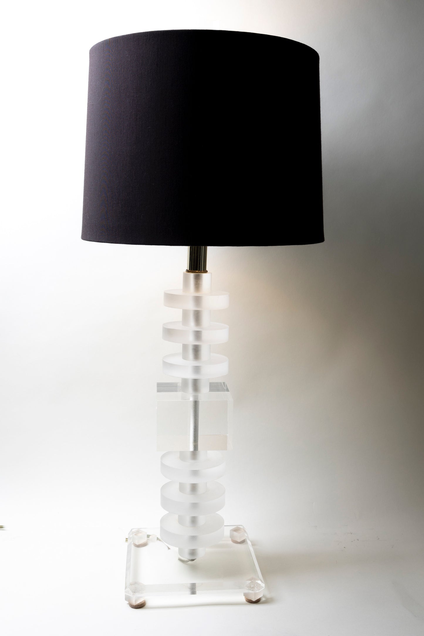 ONE Lucite Cube Lamp/Black Shade