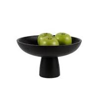 MarbleC High Footed Bowl Jet Black Marble Honed