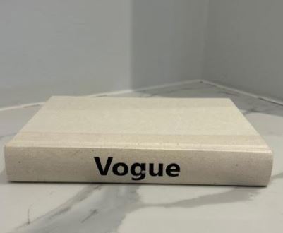 E Law Custom Lettering on Cream Books - Vogue