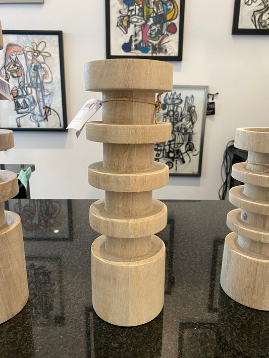 Zodax Le Salama Tall Wood Pillar Candle Holder