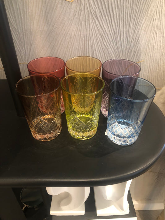 Scents & Feel Pyramid Colored Tea Glasses S/6