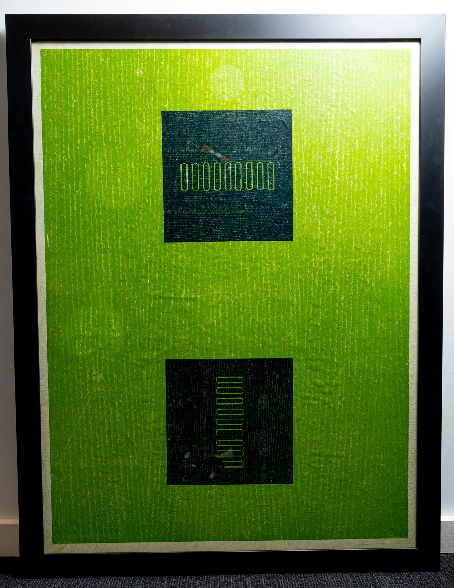 BANGZ Art Lg Lt Green w/ two navy squares