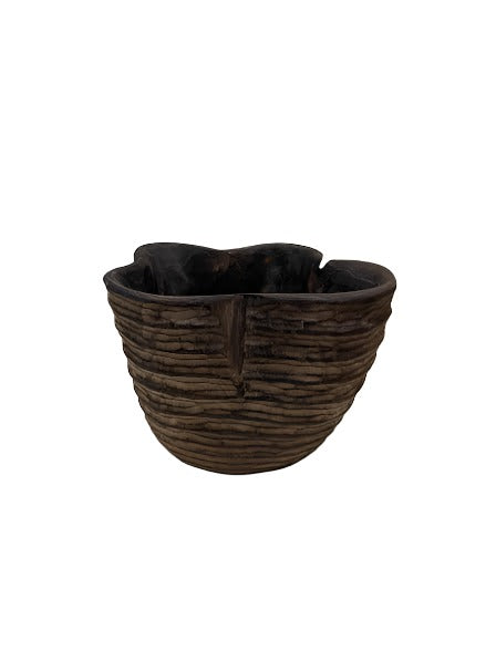 Texture Smoky Teak Ribbed Bowl