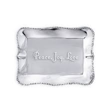 Beatriz Pearl Denisse  Engraved Tray Peace Love Joy